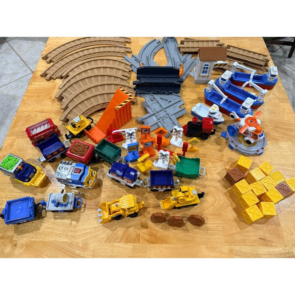 Fisher Price Geotrax Lot Asst 70+ Pieces Trains Ships Vehicles Track Accessories